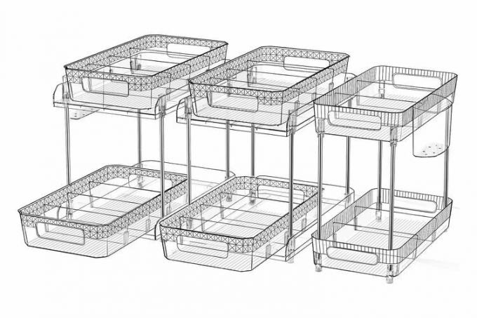 Amazon 3 Packs 2 Tier Clear Organizer med skillevægge, Multi-use Clear